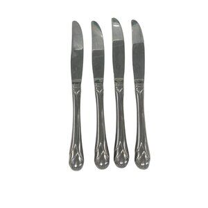 4 MIKASA Stainless "SWEET PEA" DINNER KNIFE 9-1/4" GLOSSY, 18/8 GERALD PATRICK